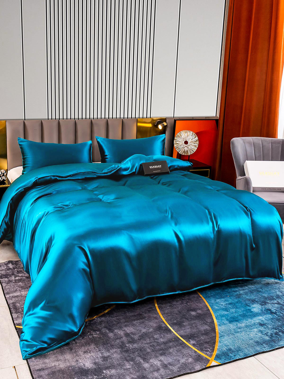 [Verde Acqua] SilkSilky-IT 22Momme Seta pura Bedding Set 004