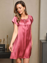 [Malva Pallido] SilkSilky-IT Cap Sleeve Square Neck Camicia da notte 004