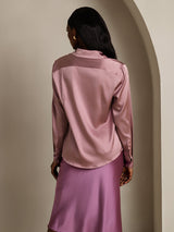 [Malva Pallido] SilkSilky-IT Long Sleeve Lapel Collar Camicie da donna 002