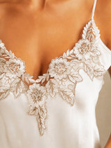 [Bianco] SilkSilky-IT Sleeveless V Neck Camicia da notte 004