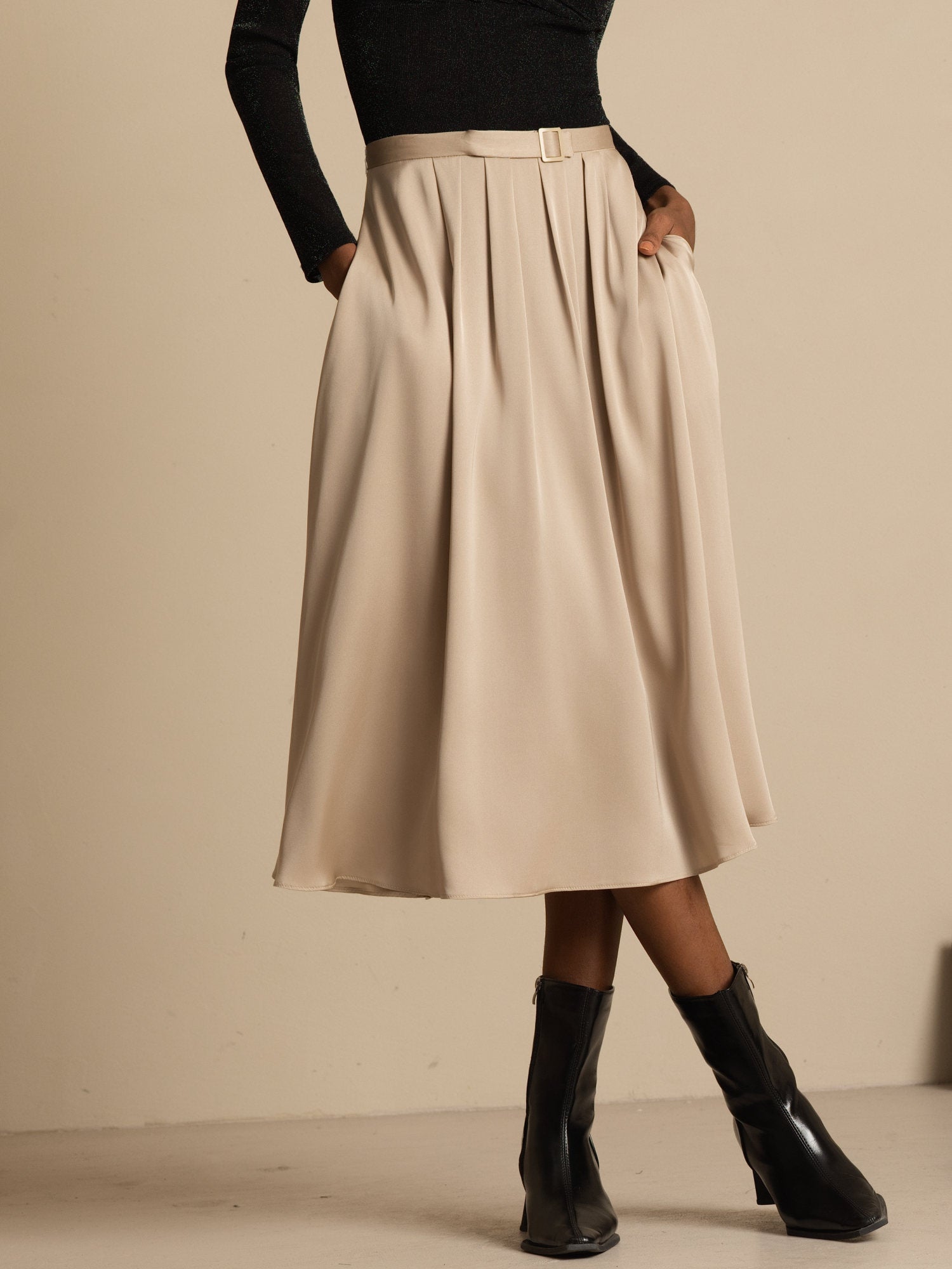 [Marrone Chiaro] SilkSilky-IT 19Momme Seta Skirt 001