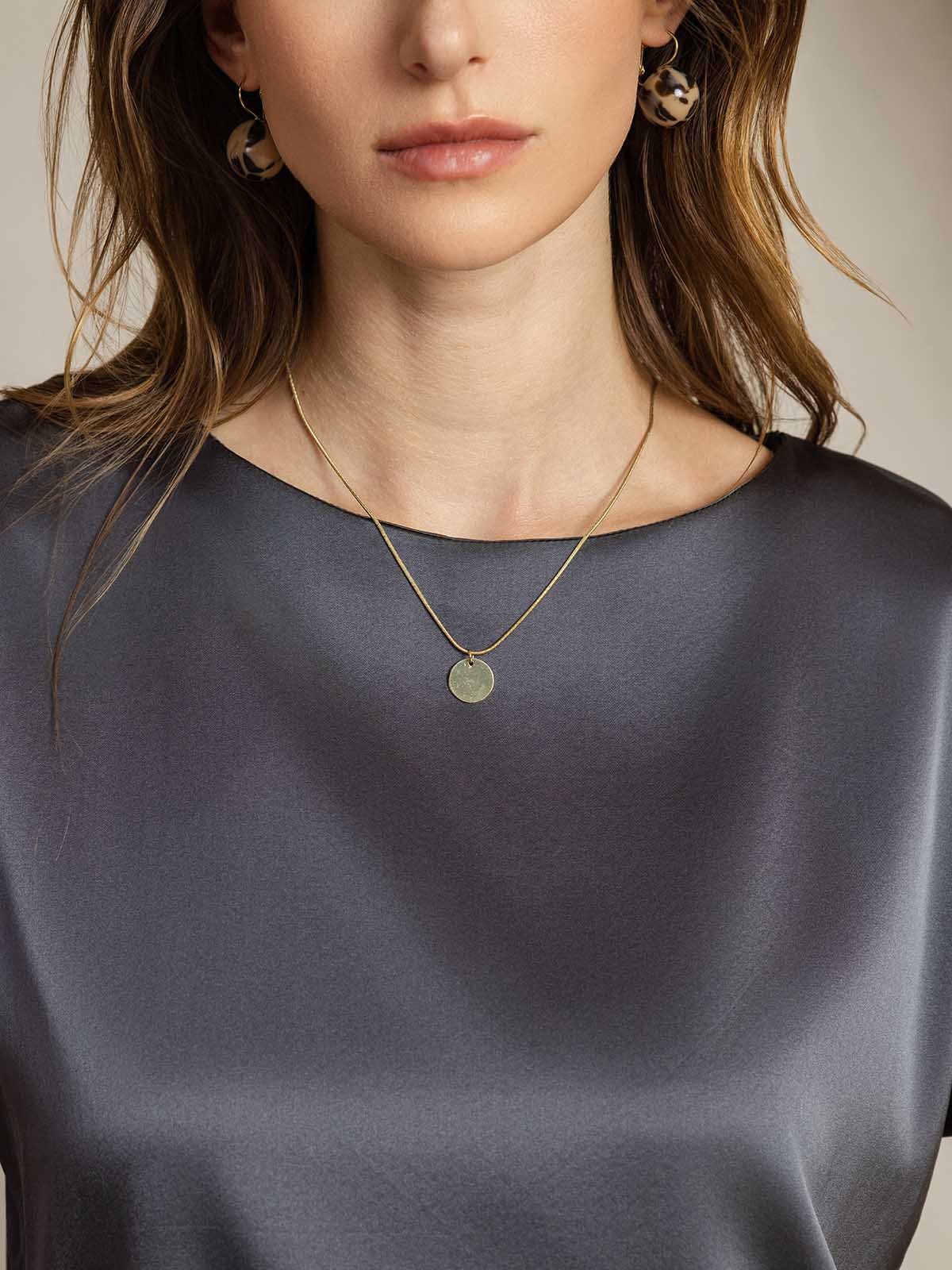 [Grigio Scuro] SilkSilky-IT 19Momme Seta Womens T-Shirt 005,