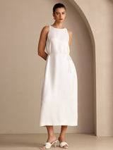 [Bianco] SilkSilky-IT Sleeveless Crew Neck Vestiti da donna 003