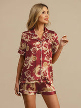 [Drago Vino] SilkSilky-IT Short Sleeve Lapel Collar Pigiami da donna 001