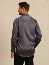 [Grigio Scuro] SilkSilky-IT Long Sleeve Lapel Collar Camicia da uomo 002