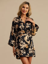 [Drago Nero] SilkSilky-IT 3/4 Sleeve Vestaglia da donna 004