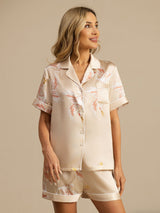 [Champagne] SilkSilky-IT Short Sleeve Lapel Collar Pigiami da donna 004