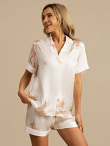 [Bianco] SilkSilky-IT Short Sleeve Lapel Collar Pigiami da donna 001