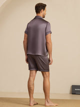 [Grigio Porpora] SilkSilky-IT Short Sleeve Lapel Collar Pigiami da uomo 002