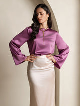 [Viola Scuro] SilkSilky-IT Long Sleeve Boat Neck Camicette 004