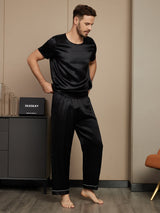 [Nero] SilkSilky-IT Short Sleeve Round Neck Pigiami da uomo 004
