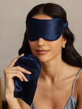 [Blu Scuro] SilkSilky-IT Mascherina da Notte 001