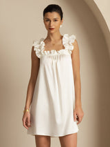 [Bianco] SilkSilky-IT Sleeveless Square Neck Camicia da notte 003
