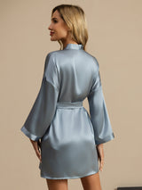 [Blu Grigiastro] SilkSilky-IT 3/4 Sleeve Vestaglia da donna 002