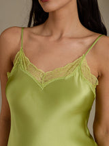 [Menta Verde] SilkSilky-IT Sleeveless Sweetheart Neck Camicia da notte 004