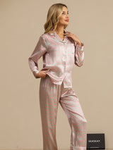 [Rosa Cuore Geo] SilkSilky-IT Short Sleeve Lapel Collar Pigiami da donna 003
