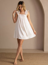 [Bianco] SilkSilky-IT Sleeveless Square Neck Camicia da notte 007