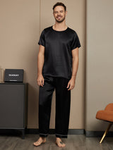 [Nero] SilkSilky-IT Short Sleeve Round Neck Pigiami da uomo 001