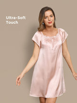[Rosa Chiaro] SilkSilky-IT Cap Sleeve Square Neck Camicia da notte 001