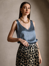 [Verde Petrolio Intenso] SilkSilky-IT Sleeveless V Neck Cami 004