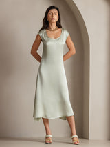 [Verde Chiaro] SilkSilky-IT Cap Sleeve Vestiti da donna 001