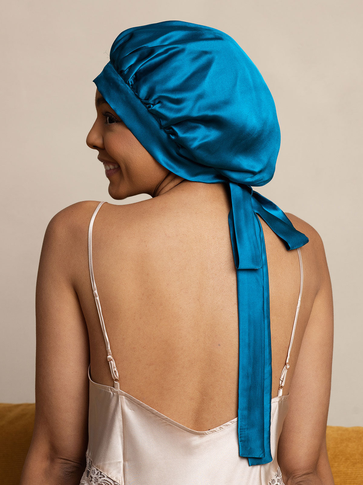 [Verde Acqua] SilkSilky-IT Seta pura Sleep Cap 005,