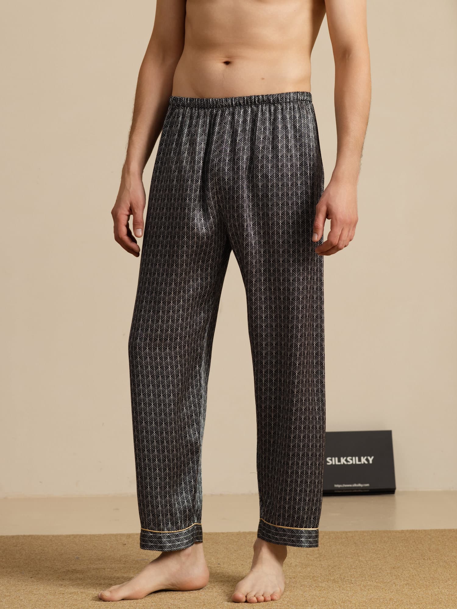 [Ginkgo Nero] SilkSilky-IT Mens Sleep Bottoms 001