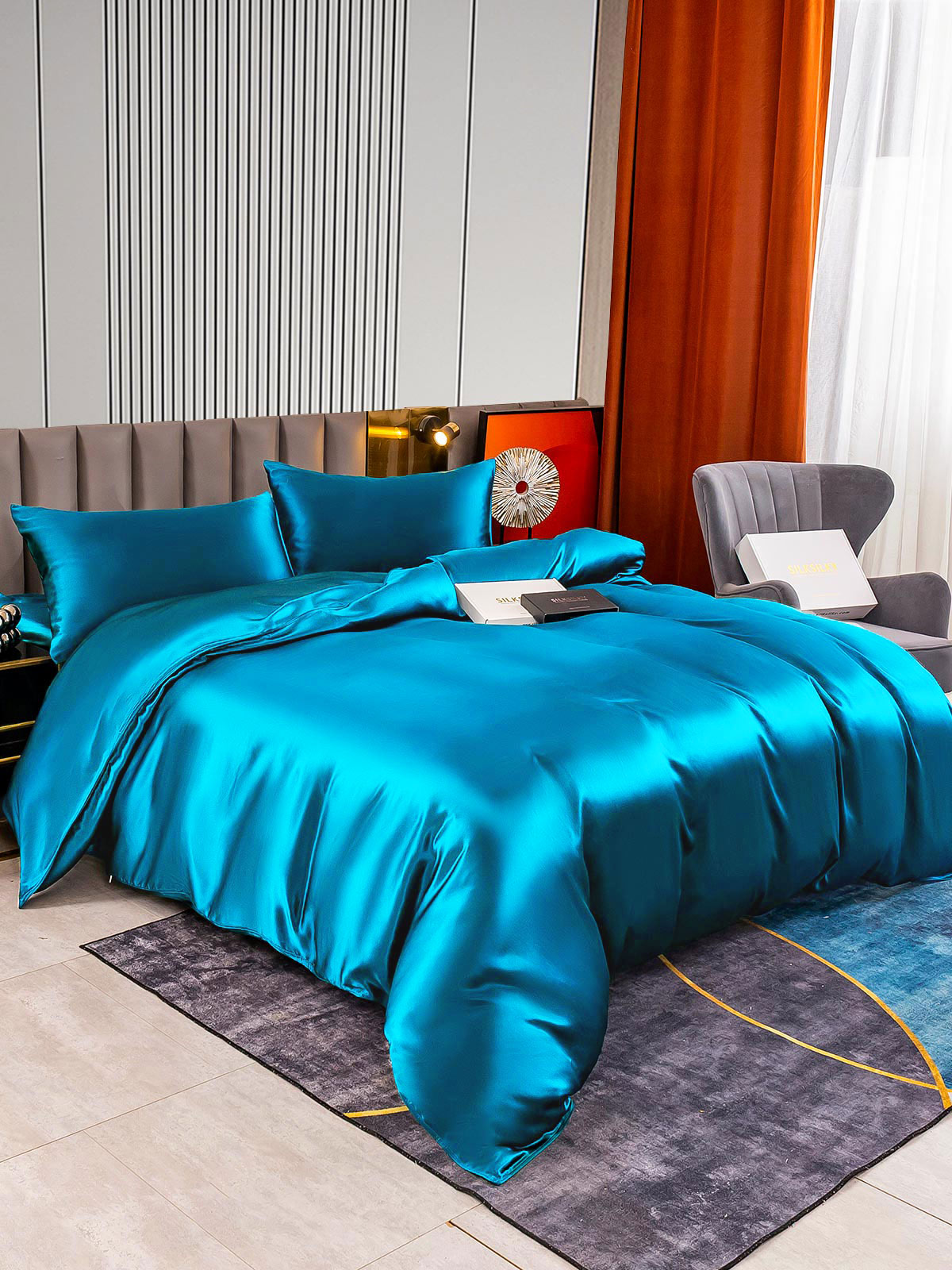 [Verde Acqua] SilkSilky-IT 22Momme Seta pura Bedding Set 005