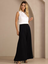 [Bianco] SilkSilky-IT Sleeveless Lapel Collar Camicie da donna 008