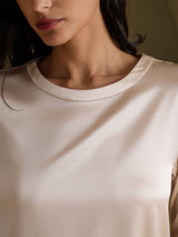 [Beige] SilkSilky-IT 3/4 Sleeve Round Neck Vestiti da donna 003
