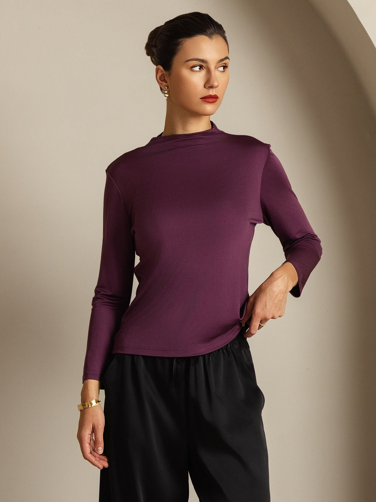 [Viola] SilkSilky-IT Seta pura Womens T-Shirt 009