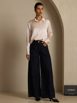 [Rosa Chiaro] SilkSilky-IT Long Sleeve Lapel Collar Camicie da donna 005
