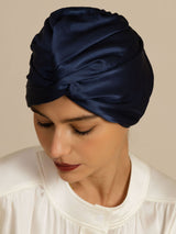 [Blu Scuro] SilkSilky-IT 22Momme Cuffia di seta 002