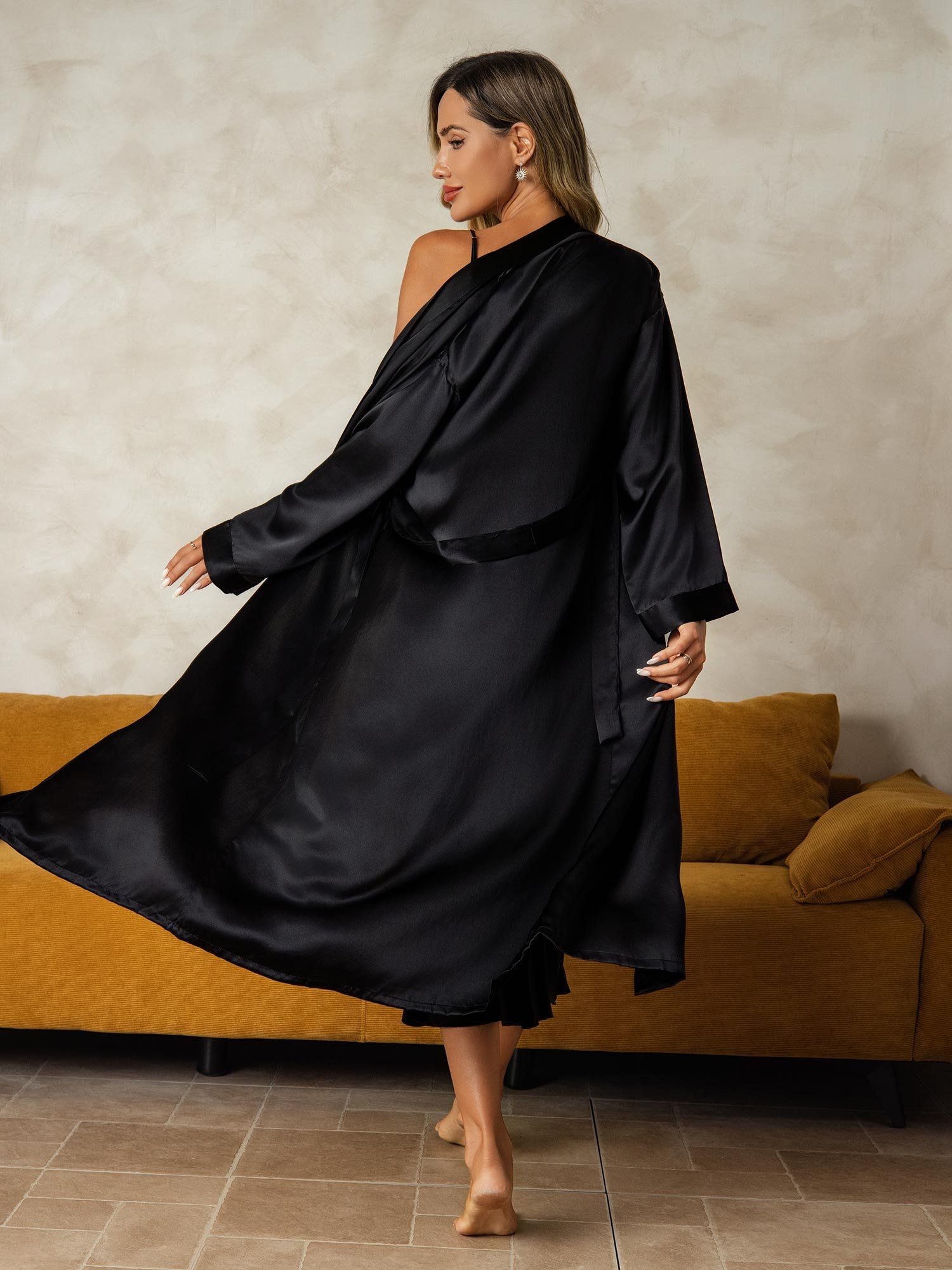 [Nero] SilkSilky-IT Seta pura Nightgown&Robe Set 002