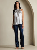 [Grigio Chiaro] SilkSilky-IT Sleeveless Halter Magliette donna 006