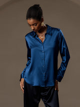 [Verde Acqua] SilkSilky-IT Long Sleeve Lapel Collar Camicie da donna 005