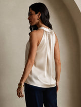 [Beige] SilkSilky-IT Sleeveless Halter Magliette donna 002