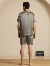 [Verde Grigiastro] SilkSilky-IT Short Sleeve Lapel Collar Pigiami da uomo 002