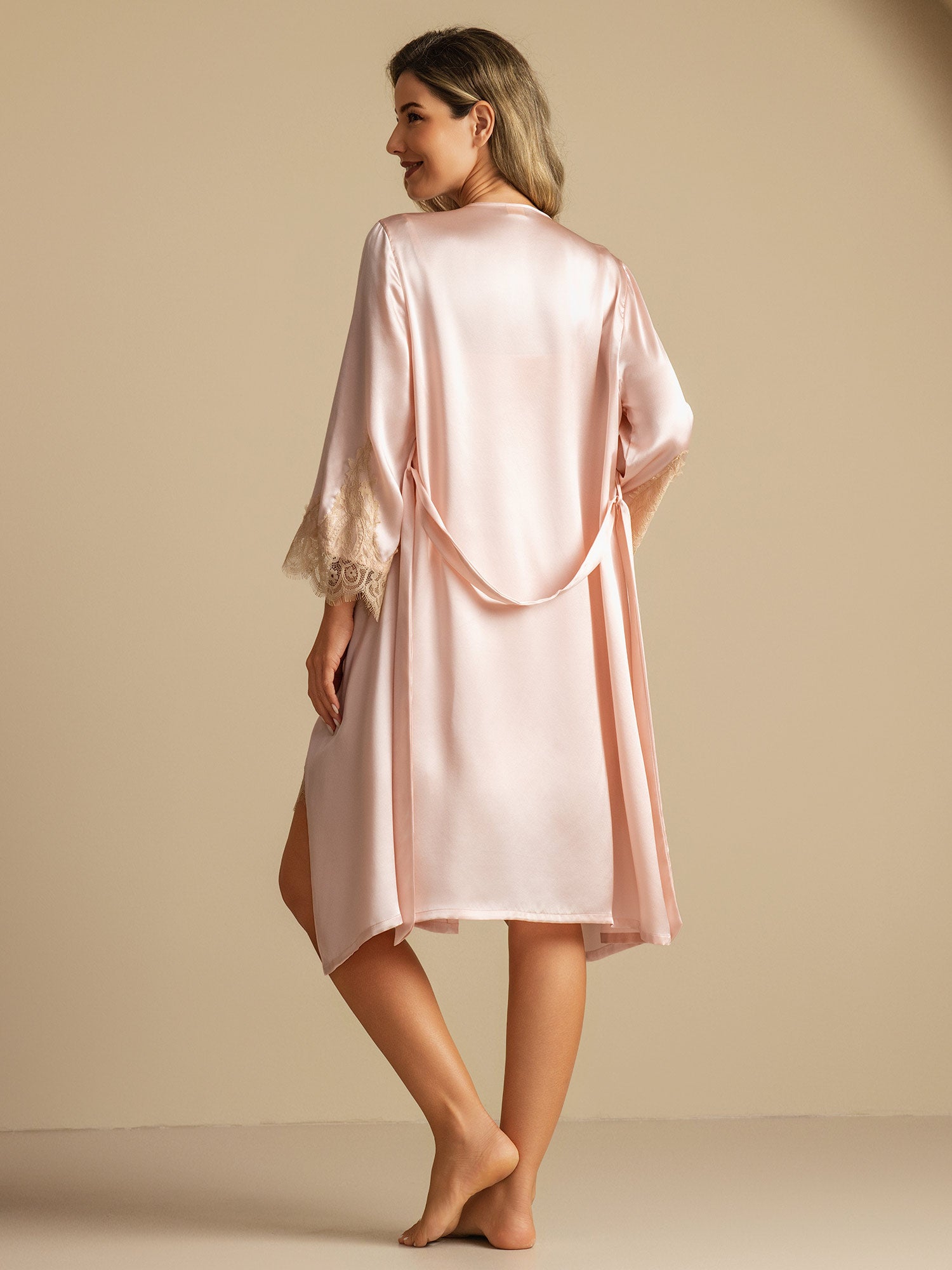 [Rosa] SilkSilky-IT Seta pura Nightgown&Robe Set 002,