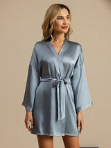 [Blu Grigiastro] SilkSilky-IT 3/4 Sleeve Vestaglia da donna 003