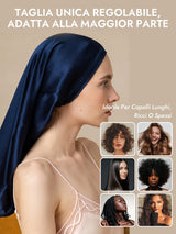 [Blu Scuro] SilkSilky-IT Cuffia di seta 006