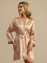 [Giallo Cuore Geo] SilkSilky-IT Long Sleeve Vestaglia da donna 003