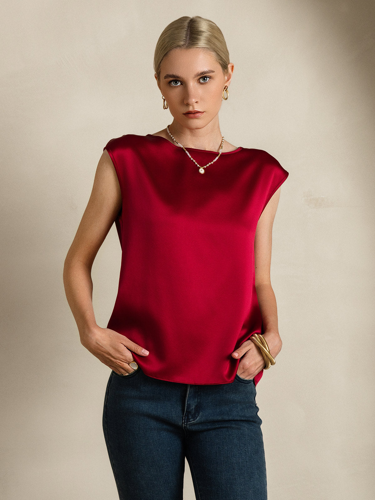 [Vino] SilkSilky-IT 19Momme Seta Womens T-Shirt 006