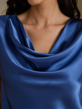 [Verde Petrolio Intenso] SilkSilky-IT Cap Sleeve Cowl Neck Magliette donna 004