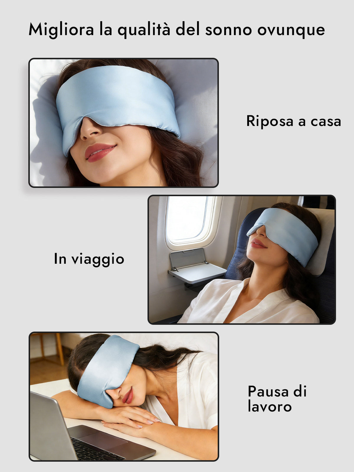 [Azzurro] SilkSilky-IT Mascherina da Notte 006