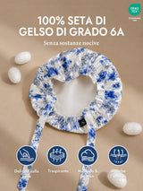 [Porcellana Bianco E Blu] SilkSilky-IT Cuffia di seta 002