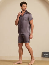 [Grigio Porpora] SilkSilky-IT Short Sleeve Lapel Collar Pigiami da uomo 004