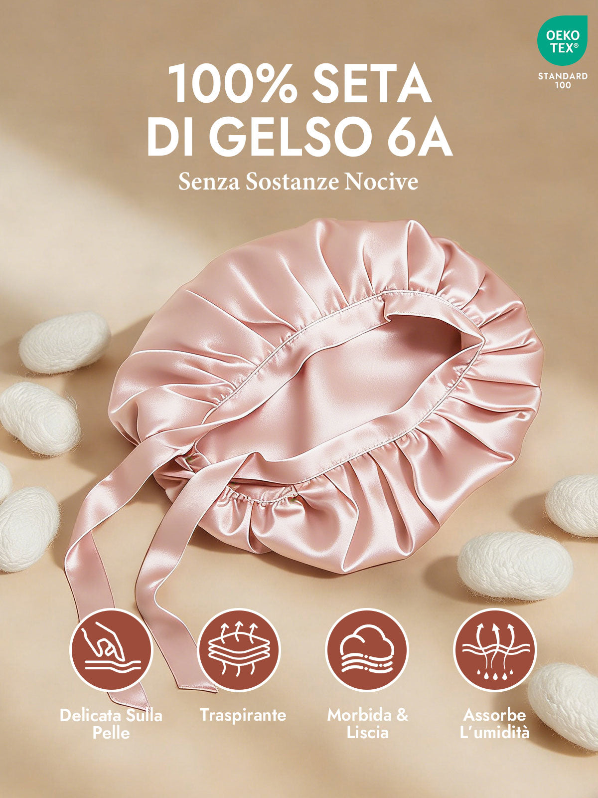 [Rosa] SilkSilky-IT Cuffia di seta 002