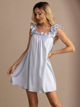 [Blu Grigiastro] SilkSilky-IT Sleeveless Square Neck Camicia da notte 005