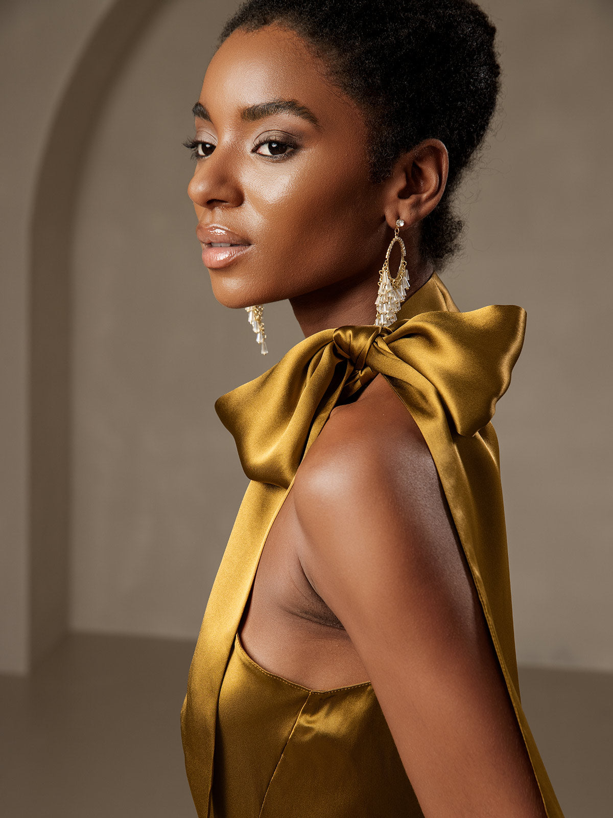 [Marrone] SilkSilky-IT 19Momme Seta Senza maniche Dress 008